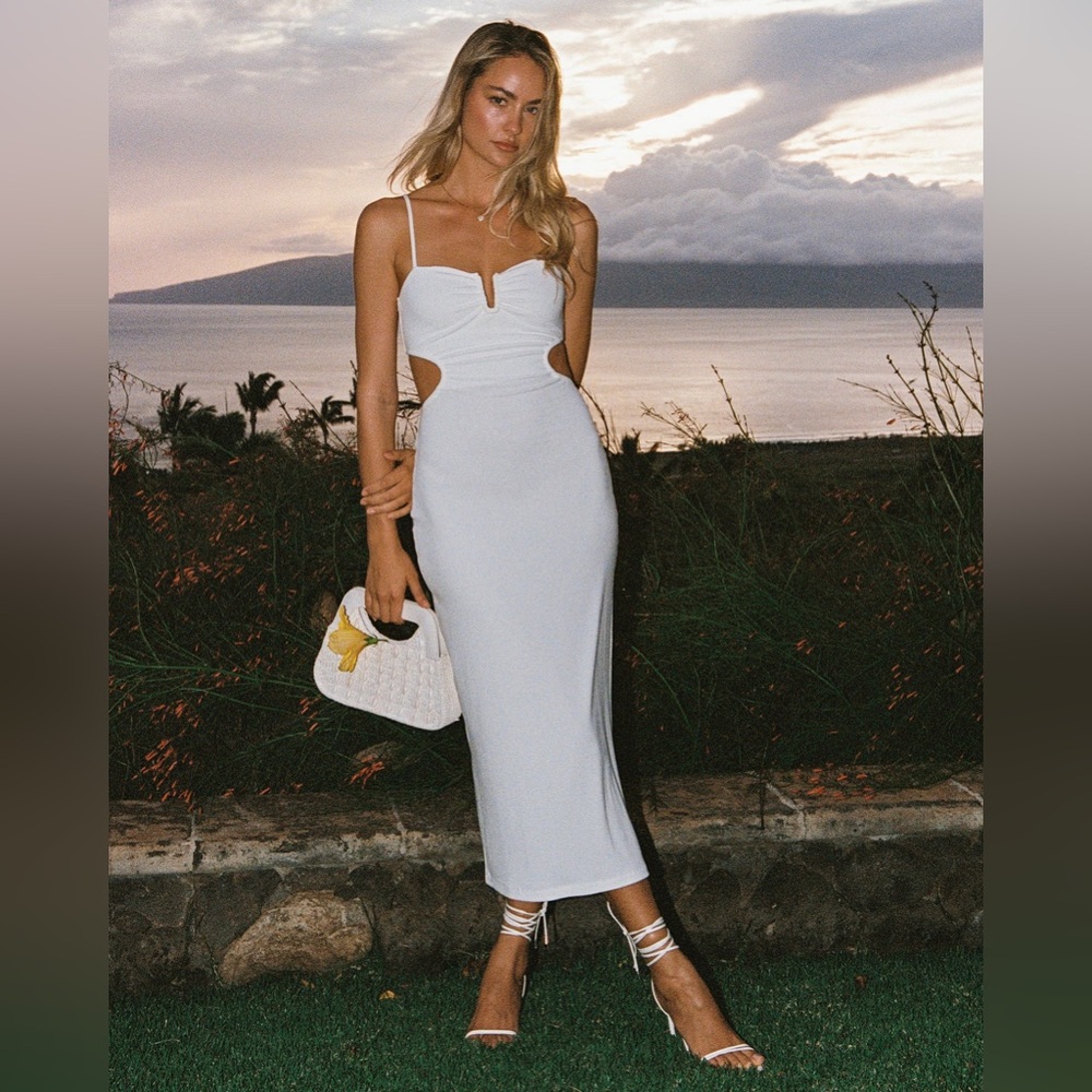 REVOLVE White Cut-Out Midi Dress